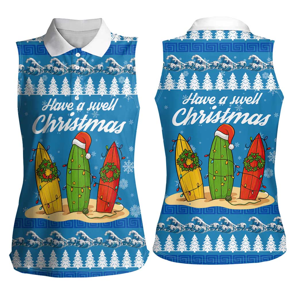 Surfer Swell Christmas Women Sleeveless Polo Shirt Xmas Holiday Patterns - Wonder Print Shop