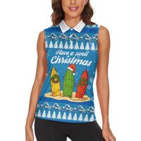 Surfer Swell Christmas Women Sleeveless Polo Shirt Xmas Holiday Patterns - Wonder Print Shop