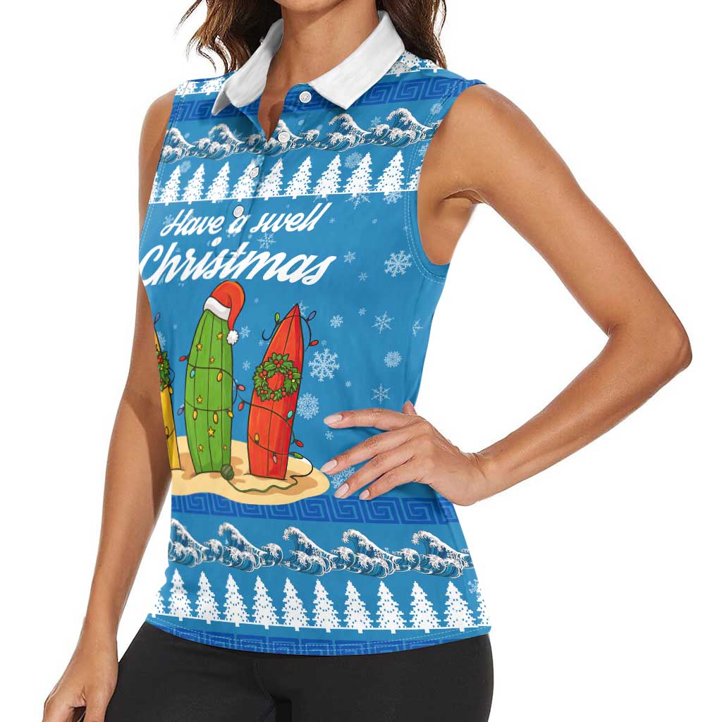 Surfer Swell Christmas Women Sleeveless Polo Shirt Xmas Holiday Patterns - Wonder Print Shop