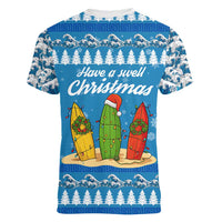 Surfer Swell Christmas Women V-Neck T-Shirt Xmas Holiday Patterns - Wonder Print Shop