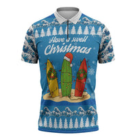 Surfer Swell Christmas Zipper Polo Shirt Xmas Holiday Patterns - Wonder Print Shop