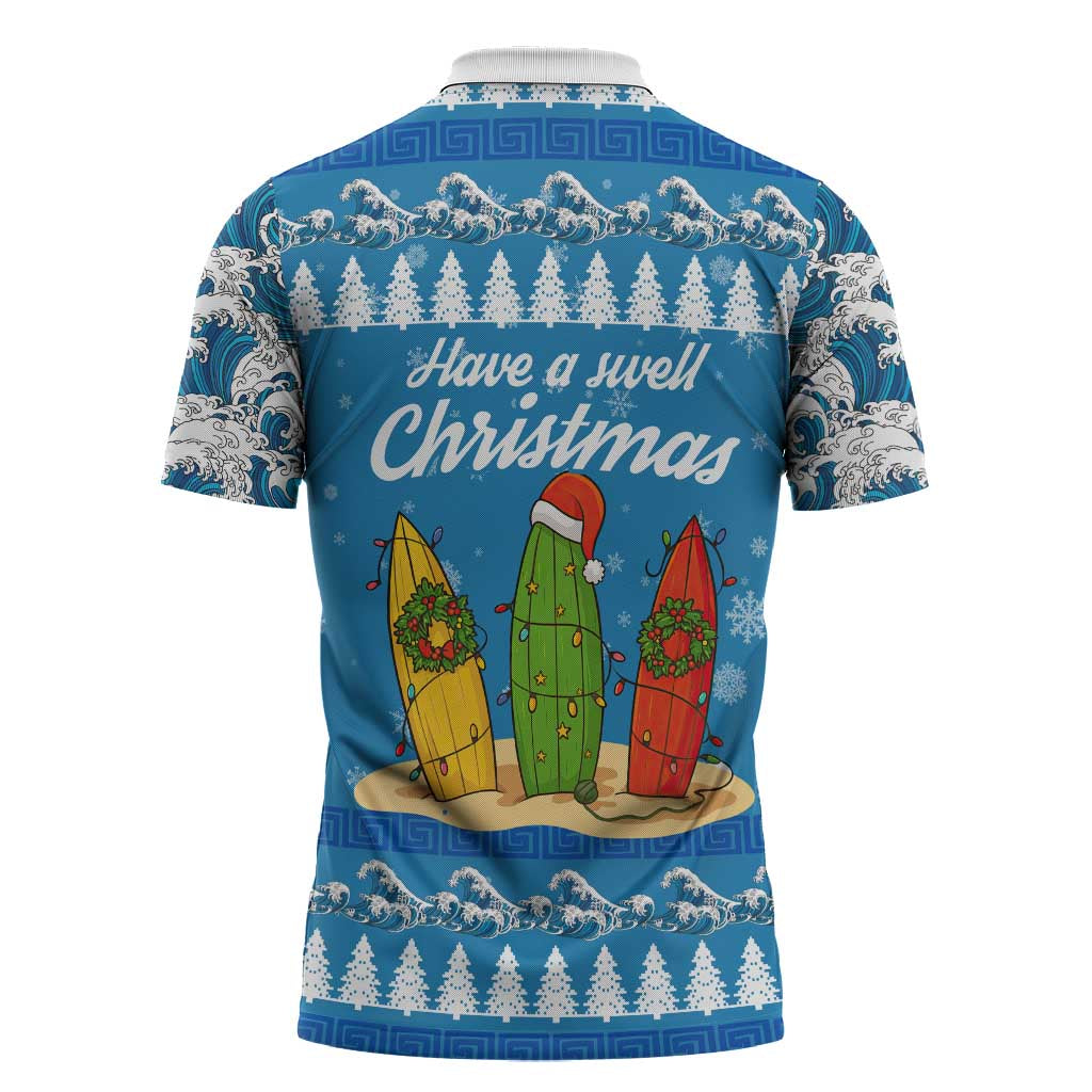 Surfer Swell Christmas Zipper Polo Shirt Xmas Holiday Patterns - Wonder Print Shop