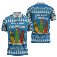 Surfer Swell Christmas Zipper Polo Shirt Xmas Holiday Patterns - Wonder Print Shop