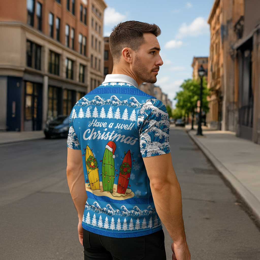 Surfer Swell Christmas Zipper Polo Shirt Xmas Holiday Patterns - Wonder Print Shop