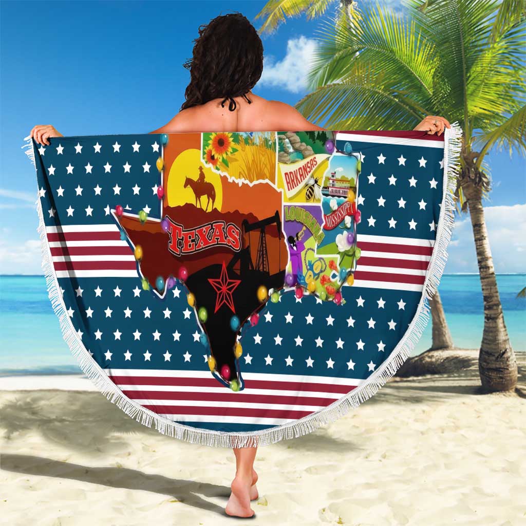 Texas Xmas Christmas Christmas Yall Christmas Beach Blanket Xmas Holiday Patterns - undefined