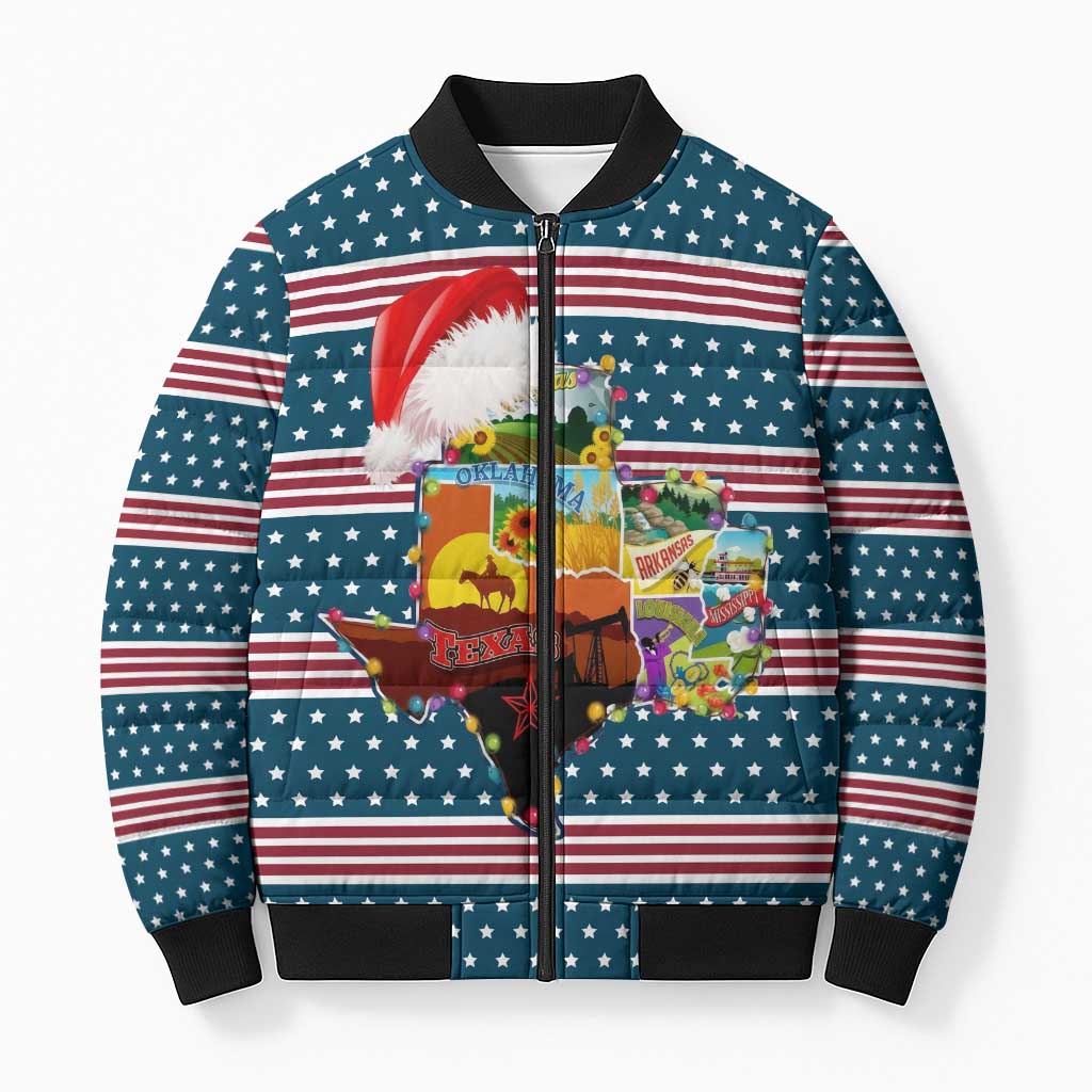 Texas Xmas Christmas Christmas Yall Christmas Bomber Puffer Jacket Xmas Holiday Patterns - Wonder Print Shop