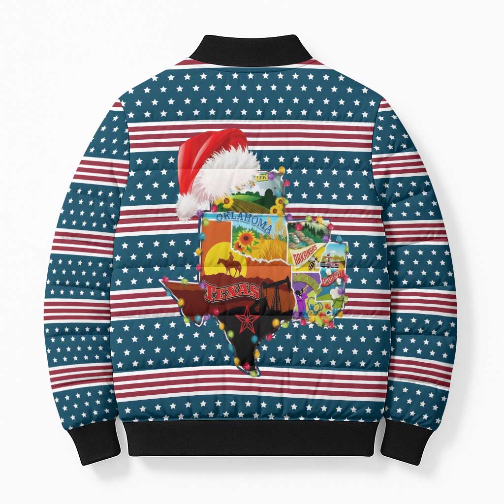 Texas Xmas Christmas Christmas Yall Christmas Bomber Puffer Jacket Xmas Holiday Patterns - Wonder Print Shop