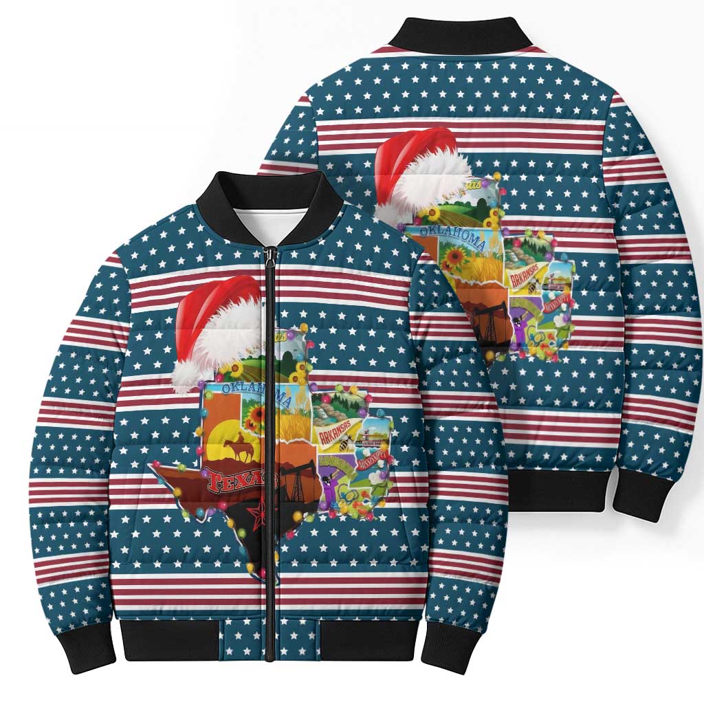 Texas Xmas Christmas Christmas Yall Christmas Bomber Puffer Jacket Xmas Holiday Patterns - Wonder Print Shop