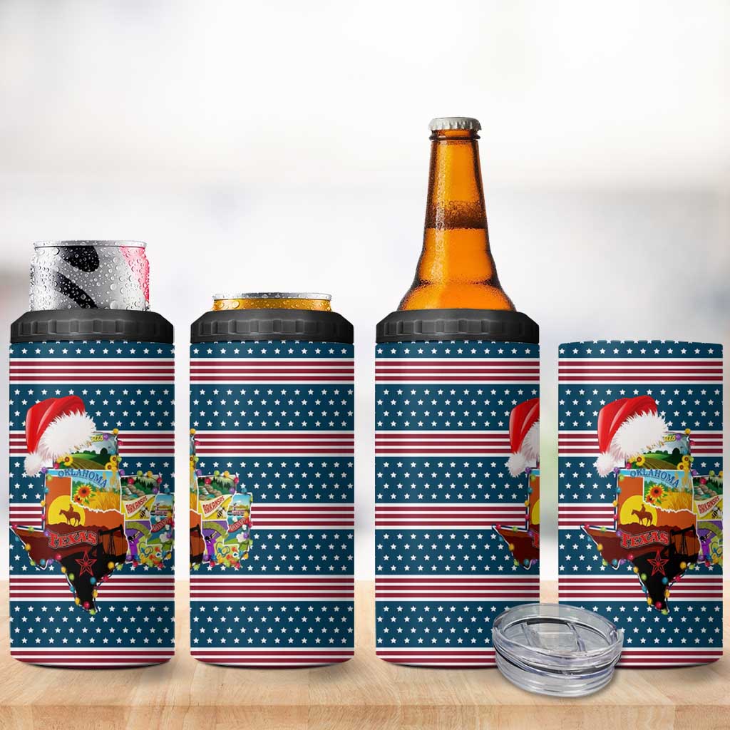 Texas Xmas Christmas Christmas Yall Christmas 4 in 1 Can Cooler Tumbler Xmas Holiday Patterns - Wonder Print Shop