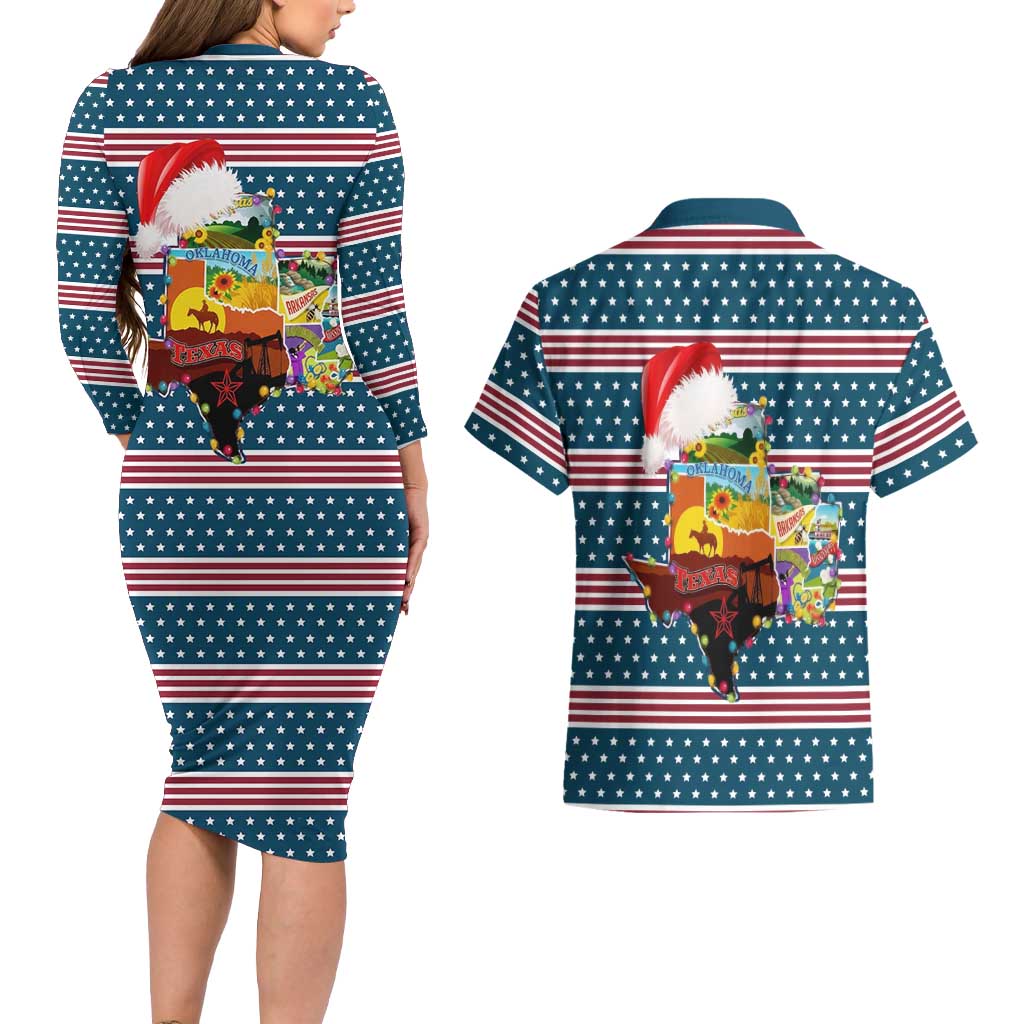 Texas Xmas Christmas Christmas Yall Christmas Couples Matching Long Sleeve Bodycon Dress and Hawaiian Shirt Xmas Holiday Patterns - Wonder Print Shop