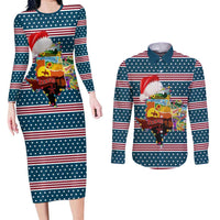 Texas Xmas Christmas Christmas Yall Christmas Couples Matching Long Sleeve Bodycon Dress and Long Sleeve Button Shirt Xmas Holiday Patterns - Wonder Print Shop