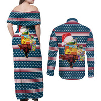 Texas Xmas Christmas Christmas Yall Christmas Couples Matching Off Shoulder Maxi Dress and Long Sleeve Button Shirt Xmas Holiday Patterns - Wonder Print Shop