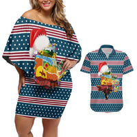 Texas Xmas Christmas Christmas Yall Christmas Couples Matching Off Shoulder Short Dress and Hawaiian Shirt Xmas Holiday Patterns - Wonder Print Shop