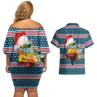 Texas Xmas Christmas Christmas Yall Christmas Couples Matching Off Shoulder Short Dress and Hawaiian Shirt Xmas Holiday Patterns - Wonder Print Shop