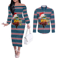 Texas Xmas Christmas Christmas Yall Christmas Couples Matching Off The Shoulder Long Sleeve Dress and Long Sleeve Button Shirt Xmas Holiday Patterns - Wonder Print Shop