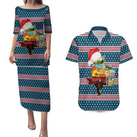 Texas Xmas Christmas Christmas Yall Christmas Couples Matching Puletasi and Hawaiian Shirt Xmas Holiday Patterns - Wonder Print Shop