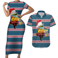 Texas Xmas Christmas Christmas Yall Christmas Couples Matching Short Sleeve Bodycon Dress and Hawaiian Shirt Xmas Holiday Patterns - Wonder Print Shop