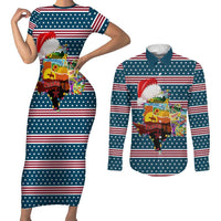 Texas Xmas Christmas Christmas Yall Christmas Couples Matching Short Sleeve Bodycon Dress and Long Sleeve Button Shirt Xmas Holiday Patterns - Wonder Print Shop
