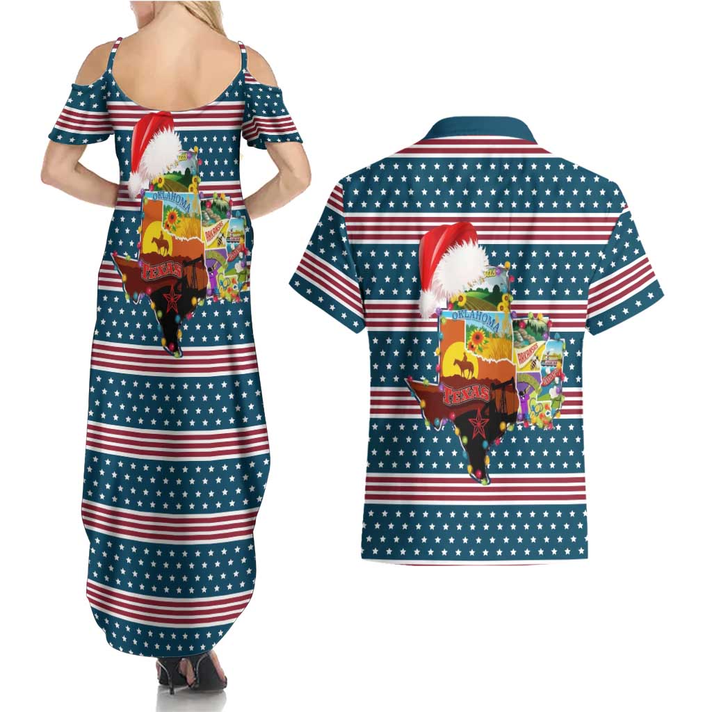 Texas Xmas Christmas Christmas Yall Christmas Couples Matching Summer Maxi Dress and Hawaiian Shirt Xmas Holiday Patterns - Wonder Print Shop
