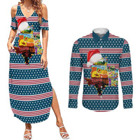 Texas Xmas Christmas Christmas Yall Christmas Couples Matching Summer Maxi Dress and Long Sleeve Button Shirt Xmas Holiday Patterns - Wonder Print Shop