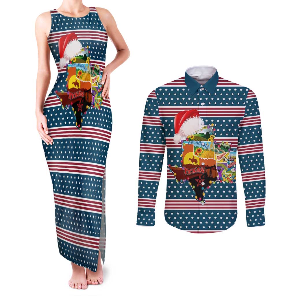 Texas Xmas Christmas Christmas Yall Christmas Couples Matching Tank Maxi Dress and Long Sleeve Button Shirt Xmas Holiday Patterns - Wonder Print Shop