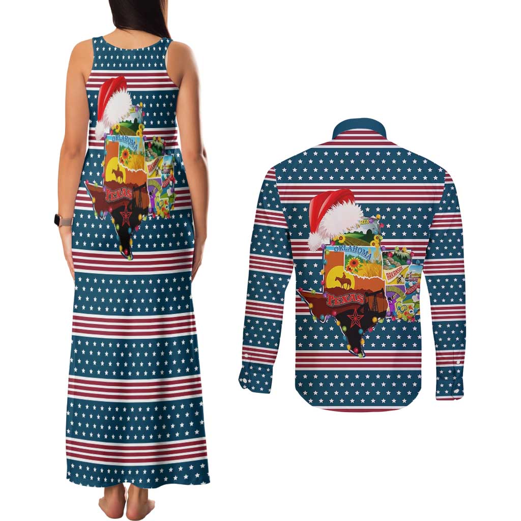 Texas Xmas Christmas Christmas Yall Christmas Couples Matching Tank Maxi Dress and Long Sleeve Button Shirt Xmas Holiday Patterns - Wonder Print Shop