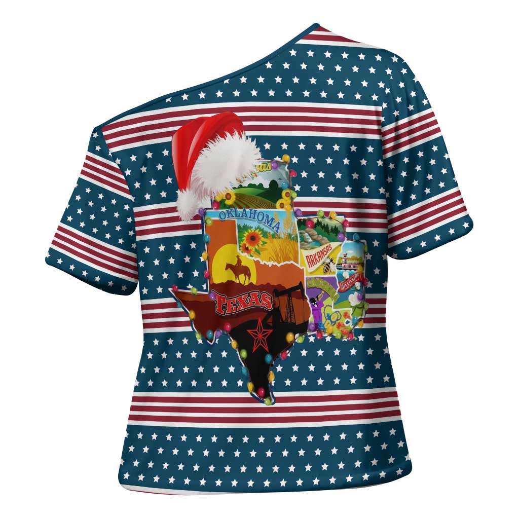Texas Xmas Christmas Christmas Yall Christmas Cross Shoulder Shirt Xmas Holiday Patterns - Wonder Print Shop