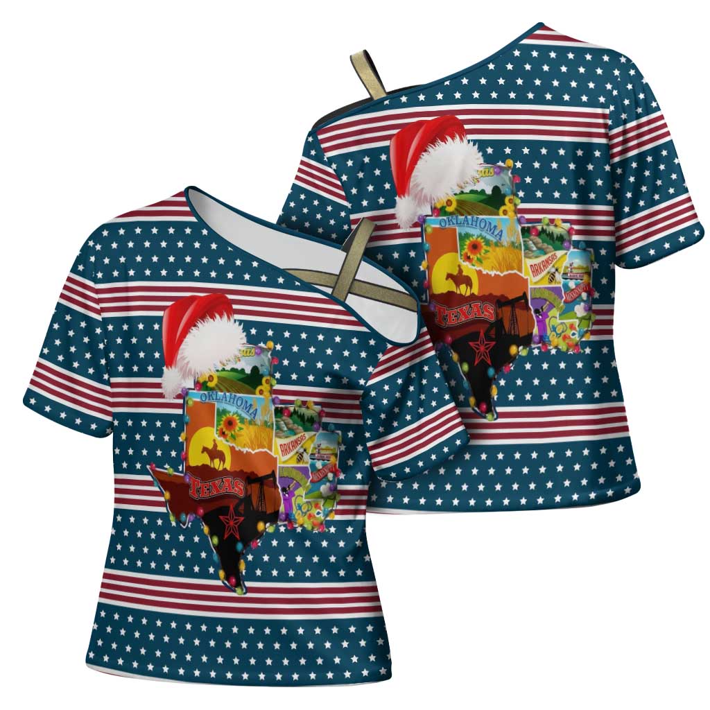 Texas Xmas Christmas Christmas Yall Christmas Cross Shoulder Shirt Xmas Holiday Patterns - Wonder Print Shop