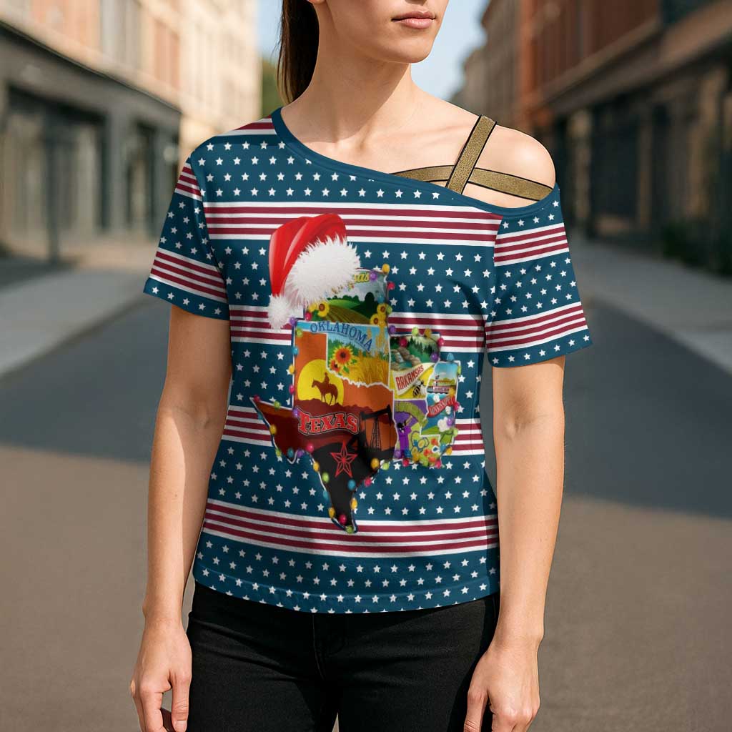 Texas Xmas Christmas Christmas Yall Christmas Cross Shoulder Shirt Xmas Holiday Patterns - Wonder Print Shop