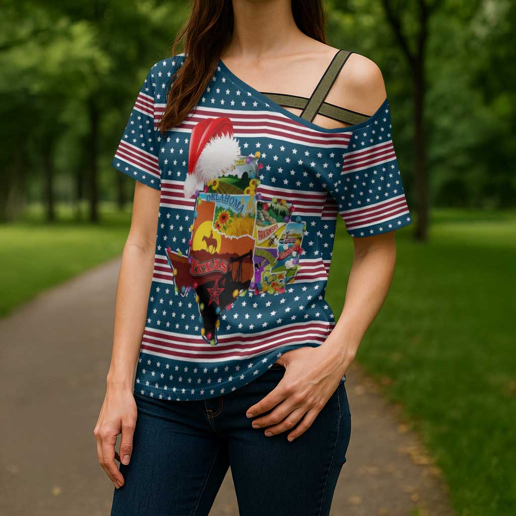 Texas Xmas Christmas Christmas Yall Christmas Cross Shoulder Shirt Xmas Holiday Patterns - Wonder Print Shop