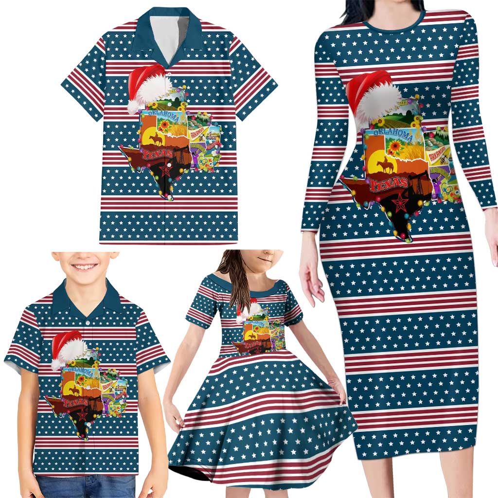 Texas Xmas Christmas Christmas Yall Christmas Family Matching Long Sleeve Bodycon Dress and Hawaiian Shirt Xmas Holiday Patterns - Wonder Print Shop