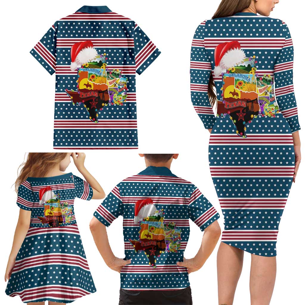 Texas Xmas Christmas Christmas Yall Christmas Family Matching Long Sleeve Bodycon Dress and Hawaiian Shirt Xmas Holiday Patterns - Wonder Print Shop