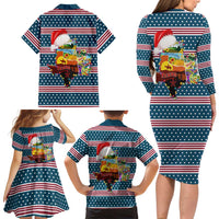Texas Xmas Christmas Christmas Yall Christmas Family Matching Long Sleeve Bodycon Dress and Hawaiian Shirt Xmas Holiday Patterns - Wonder Print Shop