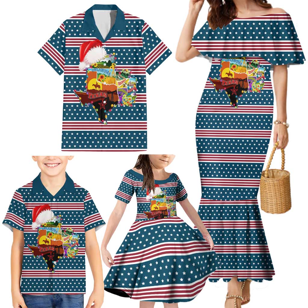 Texas Xmas Christmas Christmas Yall Christmas Family Matching Mermaid Dress and Hawaiian Shirt Xmas Holiday Patterns - Wonder Print Shop