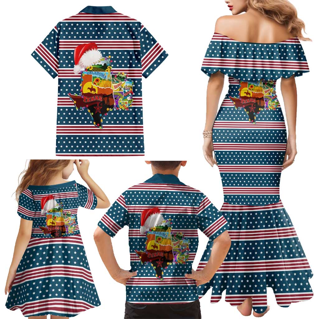 Texas Xmas Christmas Christmas Yall Christmas Family Matching Mermaid Dress and Hawaiian Shirt Xmas Holiday Patterns - Wonder Print Shop