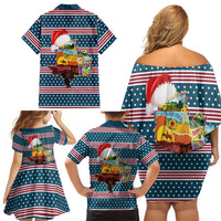 Texas Xmas Christmas Christmas Yall Christmas Family Matching Off Shoulder Short Dress and Hawaiian Shirt Xmas Holiday Patterns - Wonder Print Shop