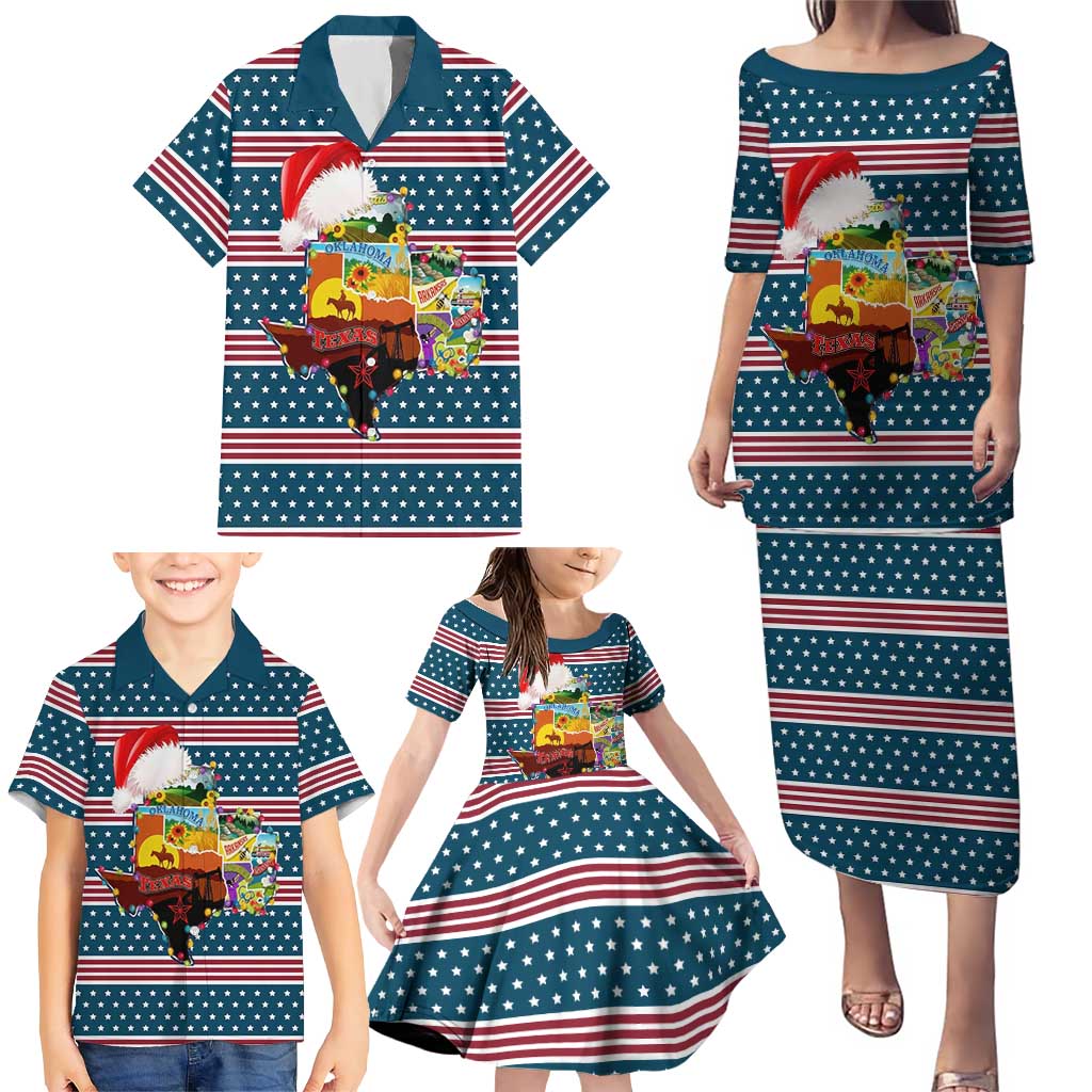 Texas Xmas Christmas Christmas Yall Christmas Family Matching Puletasi and Hawaiian Shirt Xmas Holiday Patterns - Wonder Print Shop
