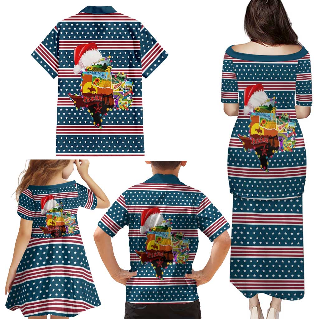 Texas Xmas Christmas Christmas Yall Christmas Family Matching Puletasi and Hawaiian Shirt Xmas Holiday Patterns - Wonder Print Shop