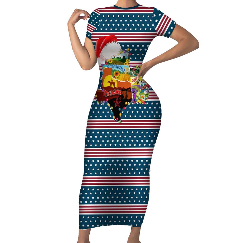 Texas Xmas Christmas Christmas Yall Christmas Family Matching Short Sleeve Bodycon Dress and Hawaiian Shirt Xmas Holiday Patterns - Wonder Print Shop