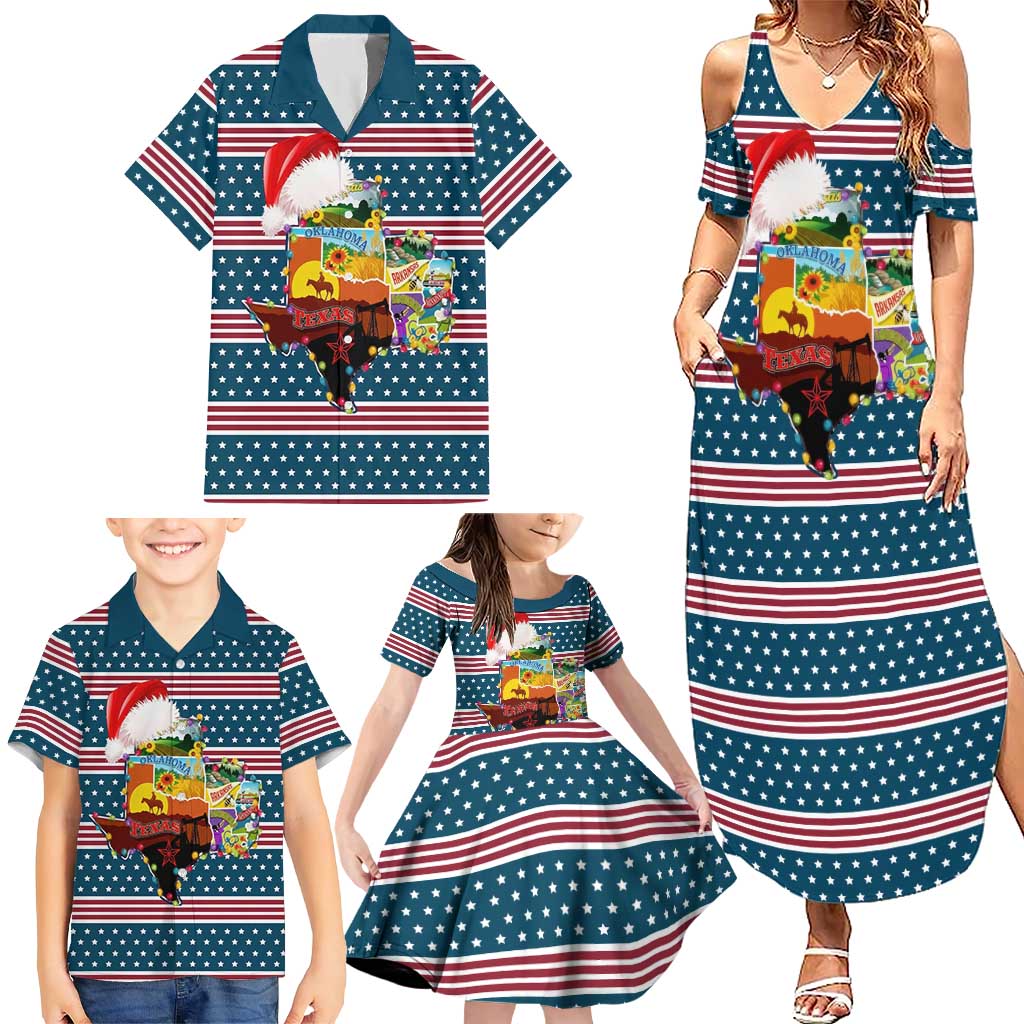 Texas Xmas Christmas Christmas Yall Christmas Family Matching Summer Maxi Dress and Hawaiian Shirt Xmas Holiday Patterns - Wonder Print Shop