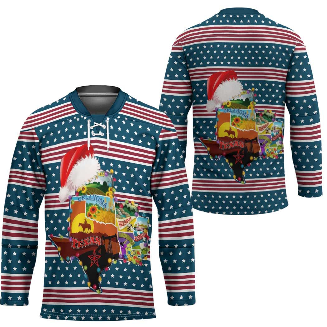 Texas Xmas Christmas Christmas Yall Christmas Hockey Jersey Xmas Holiday Patterns - Wonder Print Shop