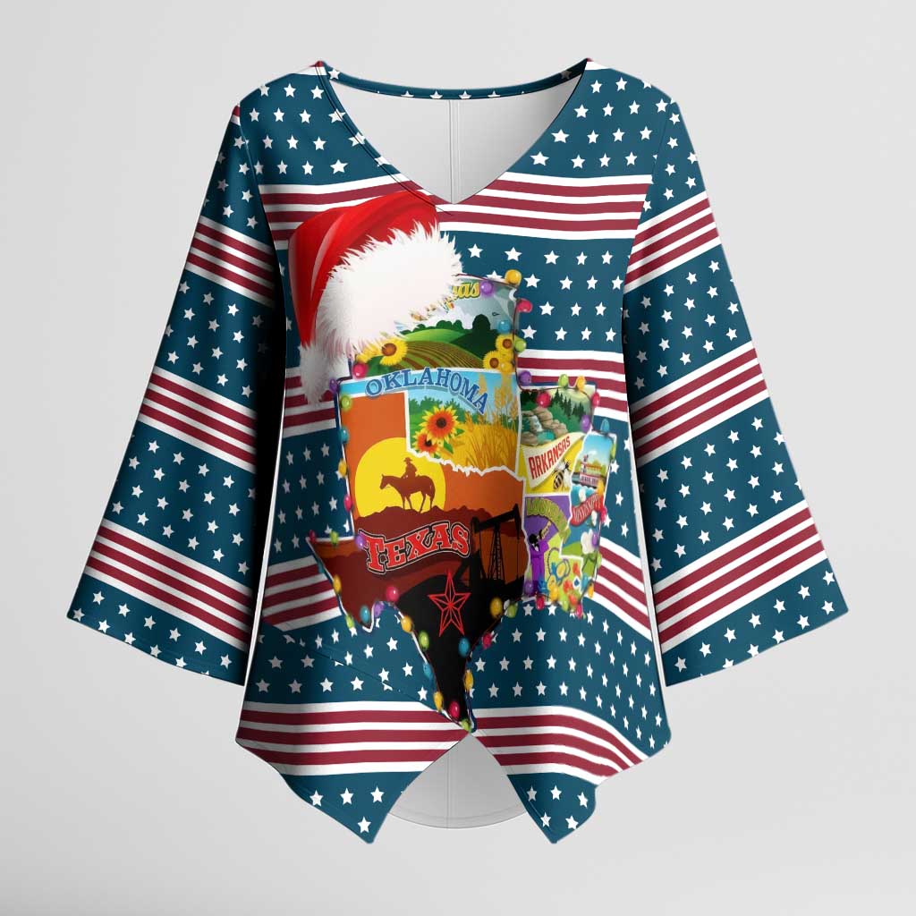 Texas Xmas Christmas Christmas Yall Christmas Kimono Sleeve Blouse Xmas Holiday Patterns - Wonder Print Shop