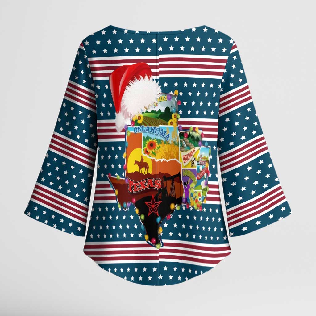 Texas Xmas Christmas Christmas Yall Christmas Kimono Sleeve Blouse Xmas Holiday Patterns - Wonder Print Shop