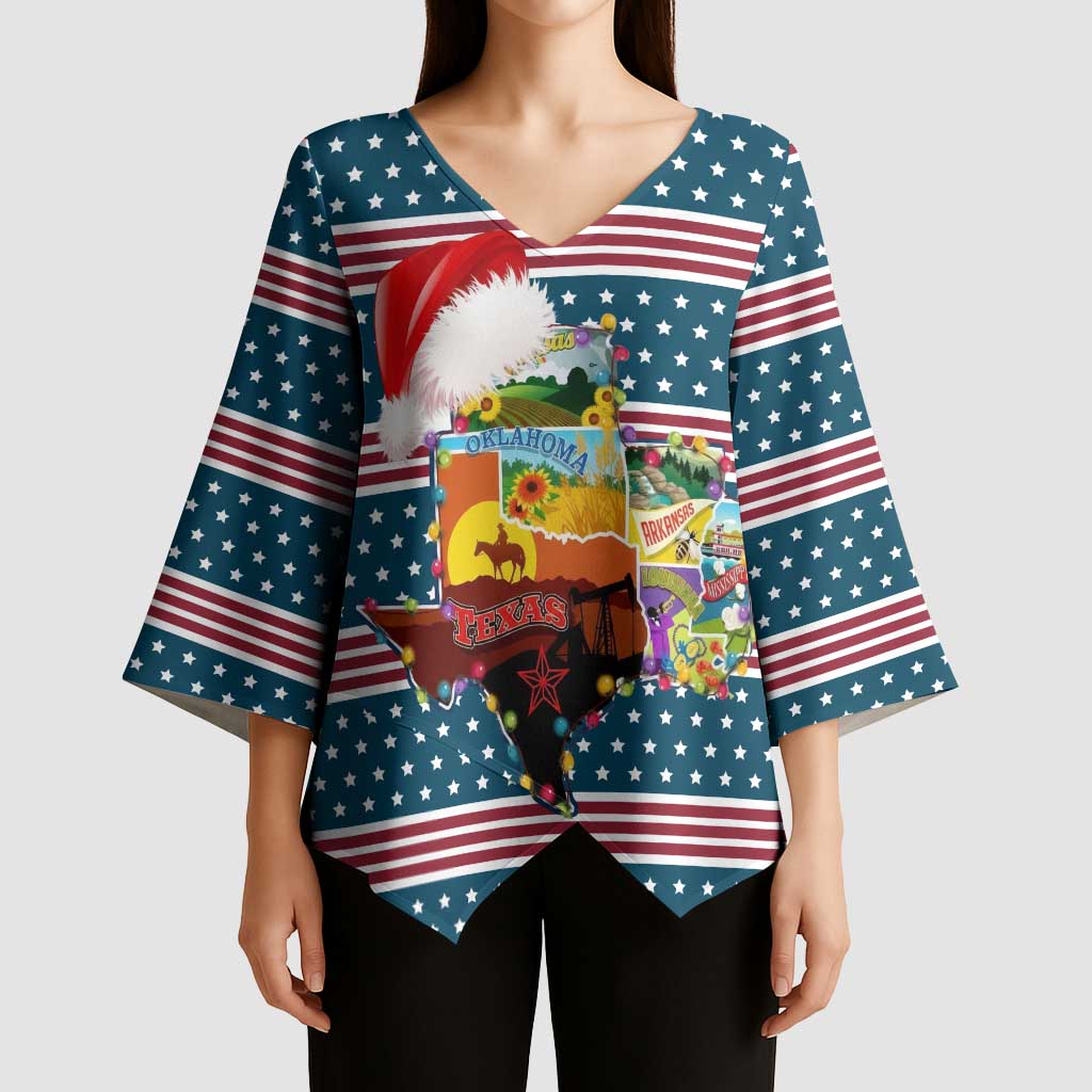 Texas Xmas Christmas Christmas Yall Christmas Kimono Sleeve Blouse Xmas Holiday Patterns - Wonder Print Shop