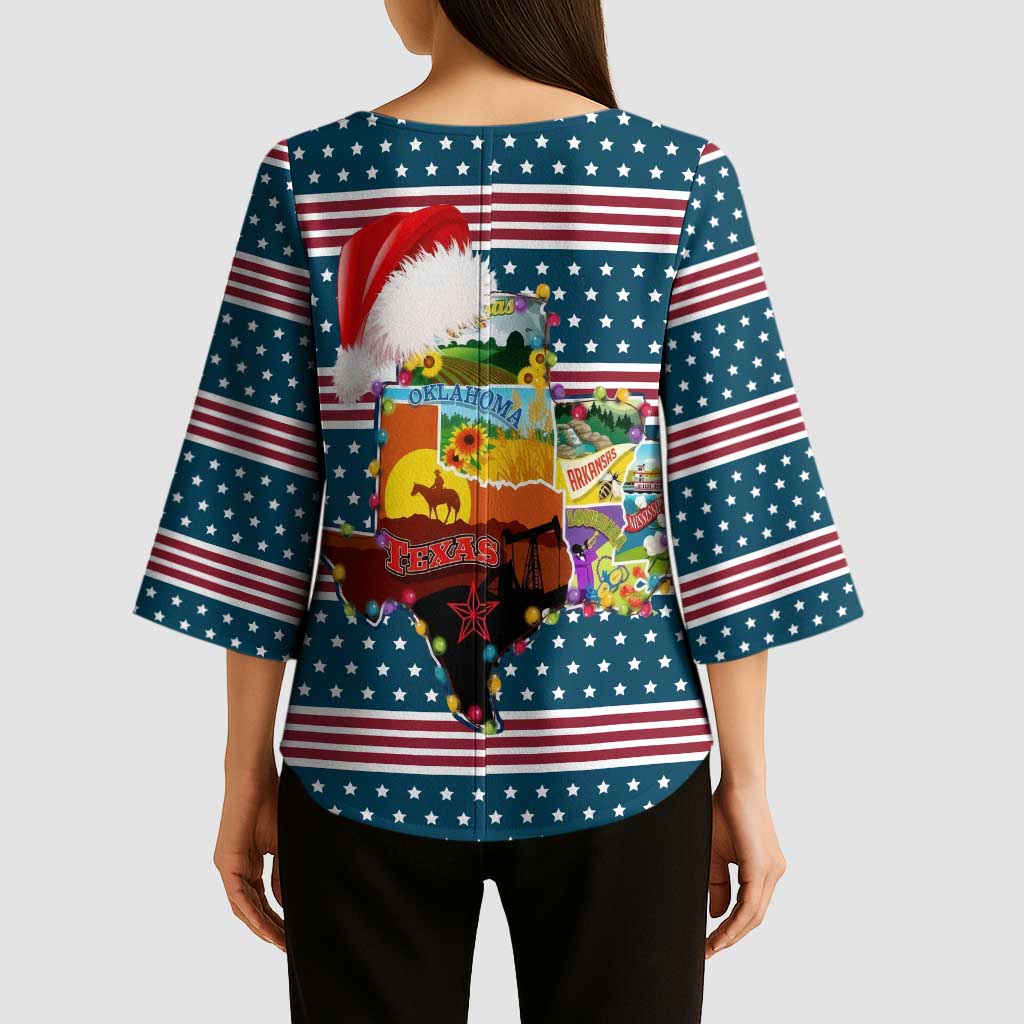 Texas Xmas Christmas Christmas Yall Christmas Kimono Sleeve Blouse Xmas Holiday Patterns - Wonder Print Shop