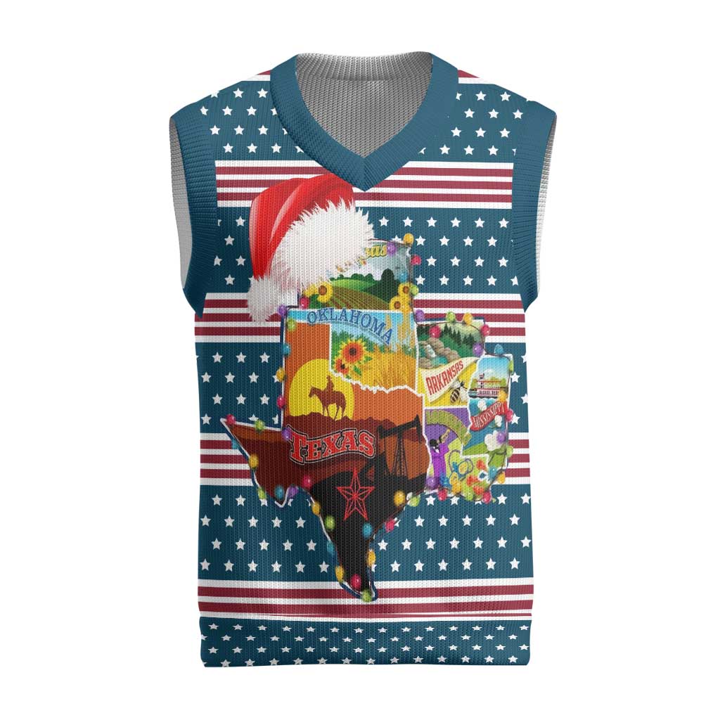 Texas Xmas Christmas Yall Christmas Knitted V-Neck Vest Xmas Holiday Patterns - Wonder Print Shop