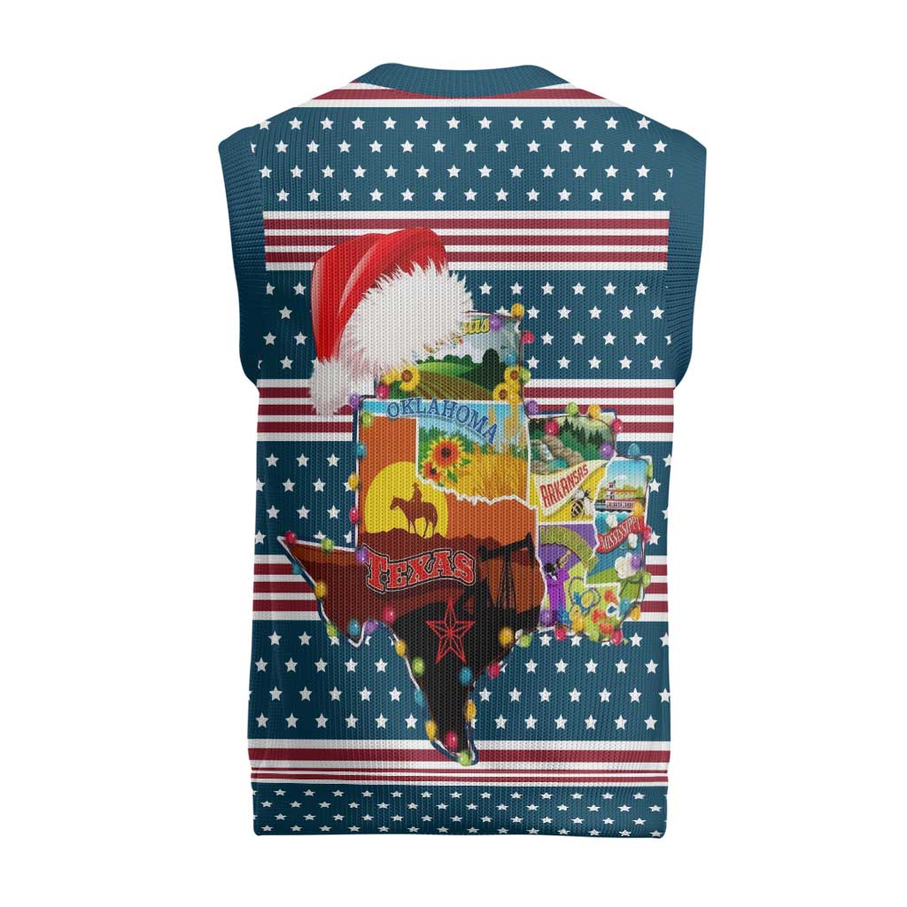Texas Xmas Christmas Yall Christmas Knitted V-Neck Vest Xmas Holiday Patterns - Wonder Print Shop