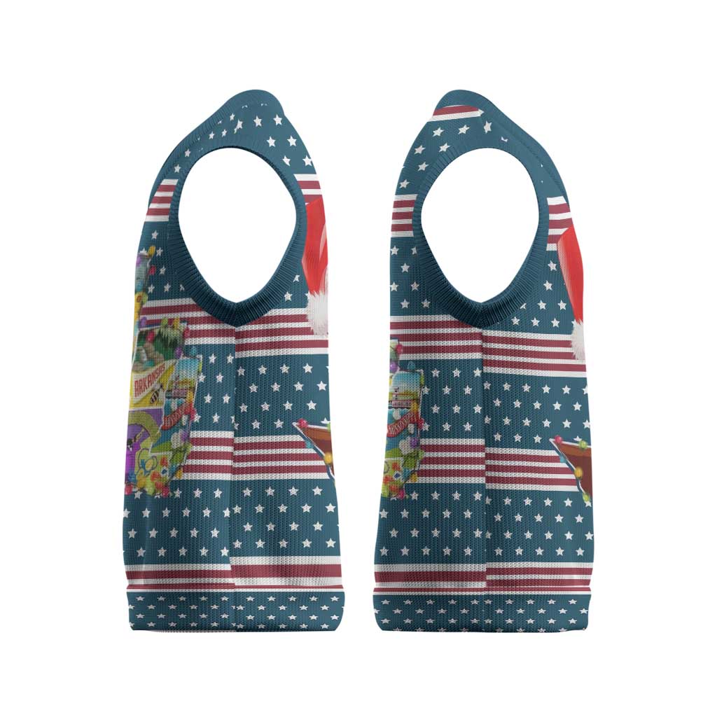Texas Xmas Christmas Yall Christmas Knitted V-Neck Vest Xmas Holiday Patterns - Wonder Print Shop
