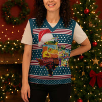 Texas Xmas Christmas Yall Christmas Knitted V-Neck Vest Xmas Holiday Patterns - Wonder Print Shop