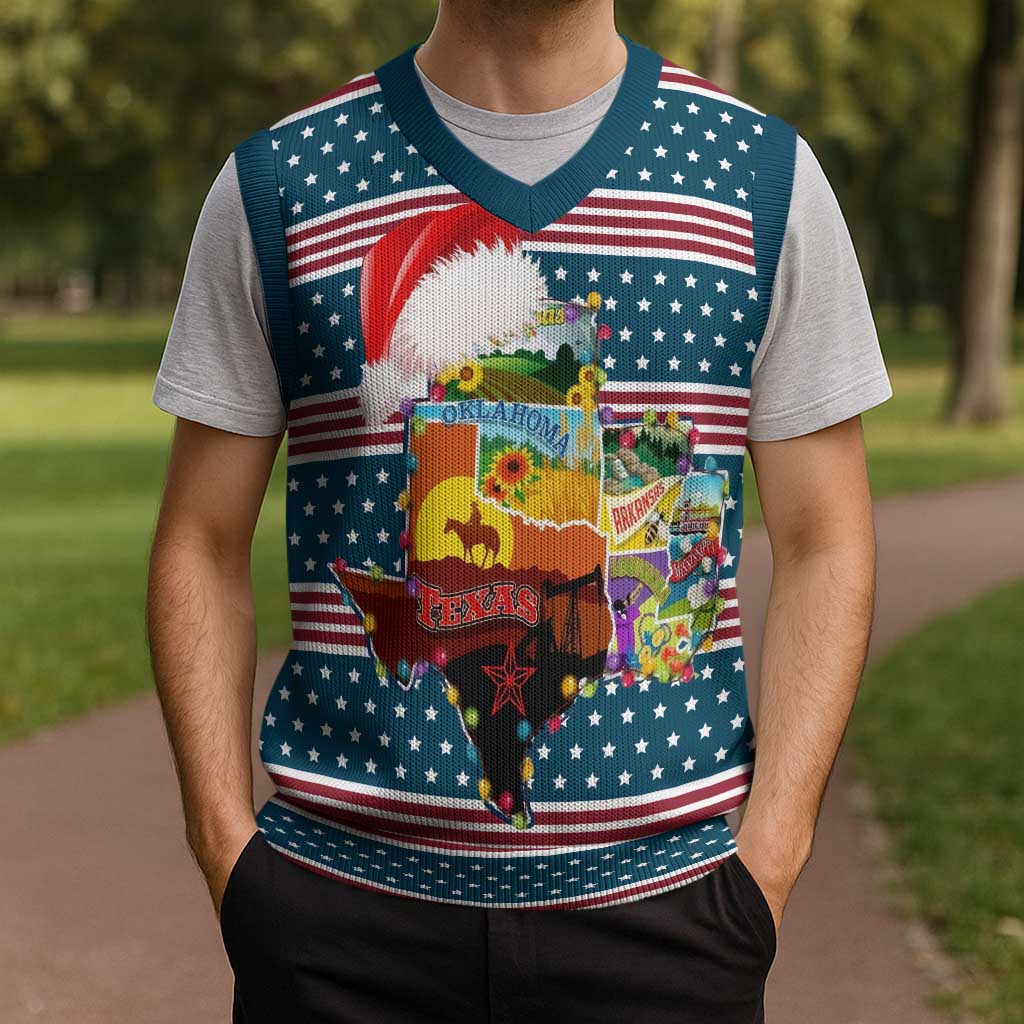 Texas Xmas Christmas Yall Christmas Knitted V-Neck Vest Xmas Holiday Patterns - Wonder Print Shop